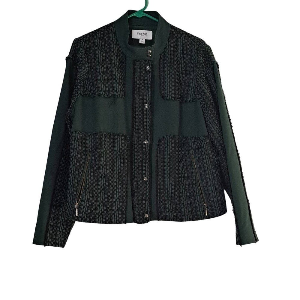 Per Se green Short jacket 2 Tone SNaps sz 16 XL Plus